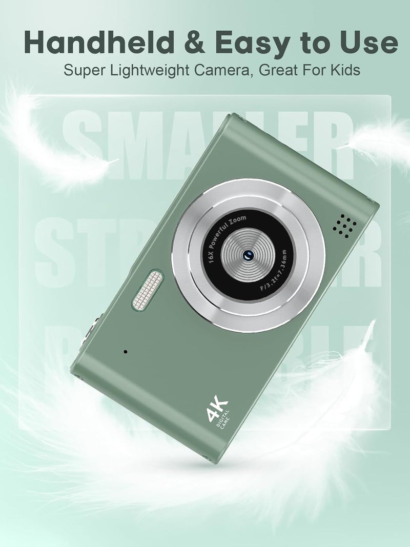 Vyncs 2025 Digital Camera - 1080P Vlog Camera, 44MP Compact, 16X Zoom, Anti-Shake, Green Gift for Kids - Image 3